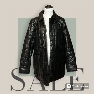 Sam Edelman Women’s Black Box Quilted Jacket SzS Faux Leather NEW Closet Classic